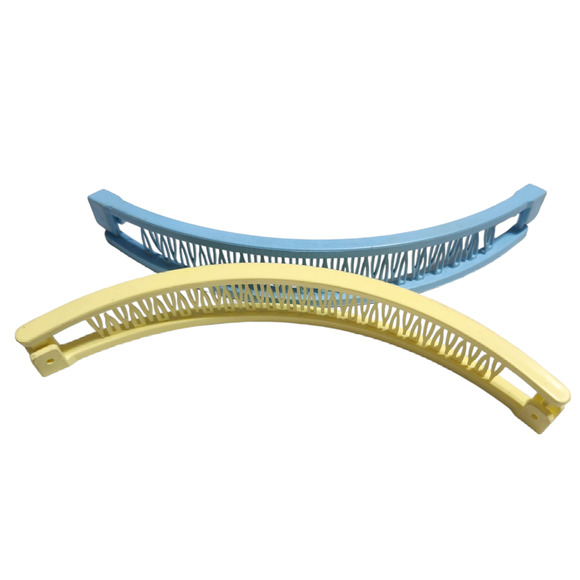 80s Bannana Clips Barrette set of 2 Yellow and Blue - Picture 3 of 7